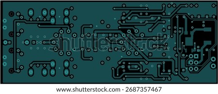 Tracing conductors of printed circuit board
of electronic device. Vector engineering 
drawing of pcb design. Electric background.
Computer technic cad design.