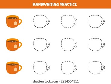 Rastreo de tazas de té. Práctica de escritura a mano.