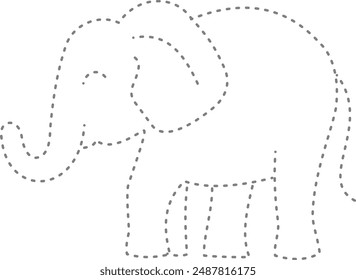 Tracing elephant for design activity book for Kindergarten.