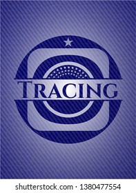 Tracing emblem with denim high quality background