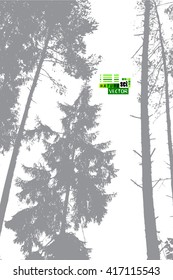 Tracing forest trees trunks. Vector