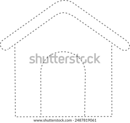 Tracing house, dashed line, dotted, for design activity book for Kindergarten 