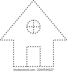 Tracing house dotted lines shape for preschool and kindergarten school kids worksheet element for drawing practice