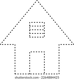 Tracing house dotted lines shape for preschool and kindergarten school kids worksheet element for drawing practice