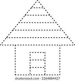 Tracing house dotted lines shape for preschool and kindergarten school kids worksheet element for drawing practice