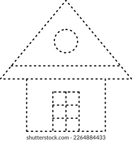 Tracing house dotted lines shape for preschool and kindergarten school kids worksheet element for drawing practice