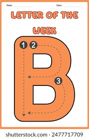 Tracing letter B for kids and teachers vector 