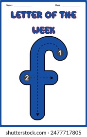 Tracing letter F for kids and teachers vector 