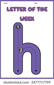 Tracing letter H for kids and teachers vector 