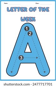 Tracing letter a for kids and teachers vector 