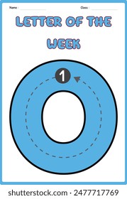 Tracing letter O for kids and teachers vector 