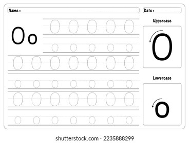 Tracing Letter O worksheet vector of Alphabet trace handwriting Guide worksheets