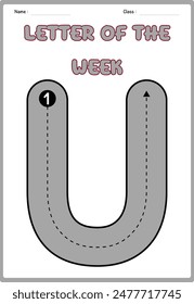 Tracing letter U for kids and teachers vector 