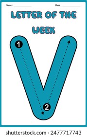 Tracing letter V for kids and teachers vector 