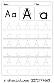 Tracing Letter A worksheet vector of education Alphabet  trace handwriting school Guide