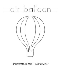 Tracing Letters Cartoon Air Balloon Writing Stock Vector (Royalty Free ...