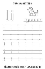 Tracing Letters Of English Alphabet. Black And White Worksheet.