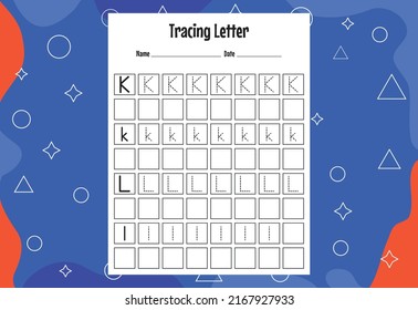 Tracing letters worksheet for kids, Alphabet letters tracing worksheet with alphabet letters.  Activity Sheets for kindergarten kids