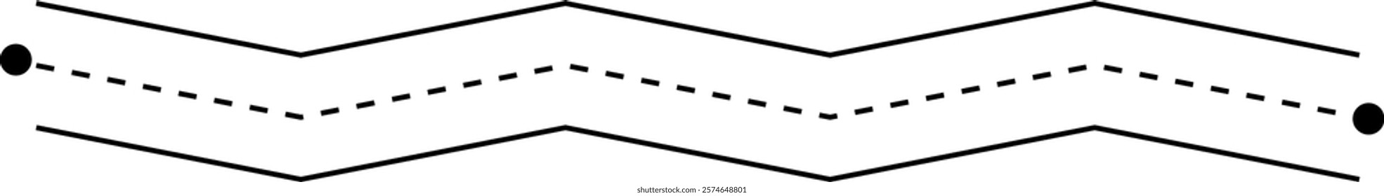 Tracing line dotted horizontal zig zag wavy element for kids worksheet, dotted line for writing, drawing and motor skills development illustration