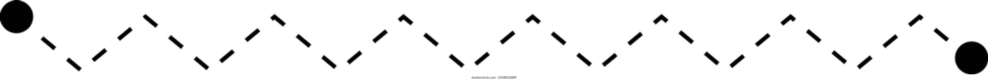 Linha de traçado pontilhada zig zag elemento de planilha de linha para crianças para escrita, desenho e desenvolvimento de habilidades motoras ilustração