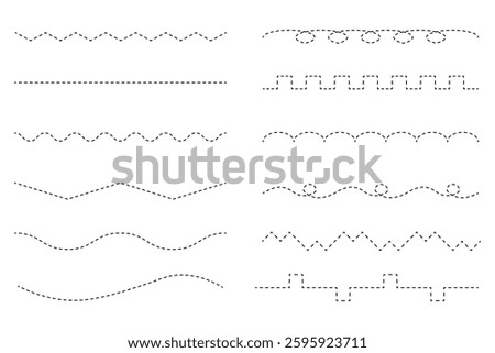 Tracing line images on set. Vector illustration.