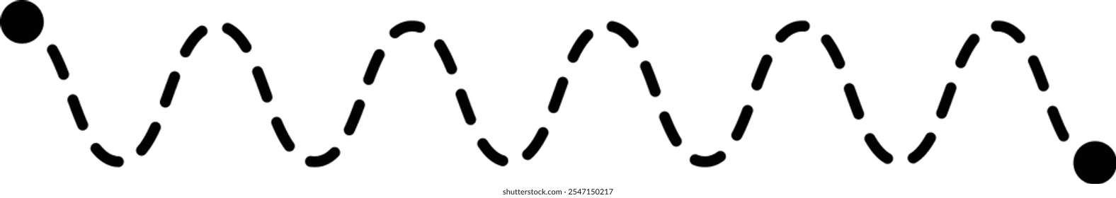 Tracing line worksheet element for kids, dotted wave line for writing, drawing and motor skills development illustration