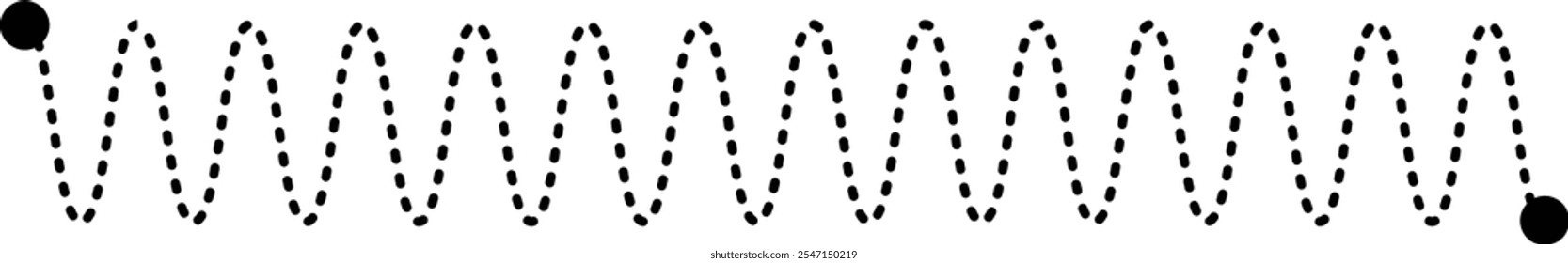 Tracing line worksheet element for kids, dotted wave line for writing, drawing and motor skills development illustration