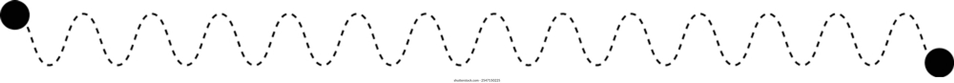 Tracing line worksheet element for kids, dotted wave line for writing, drawing and motor skills development illustration