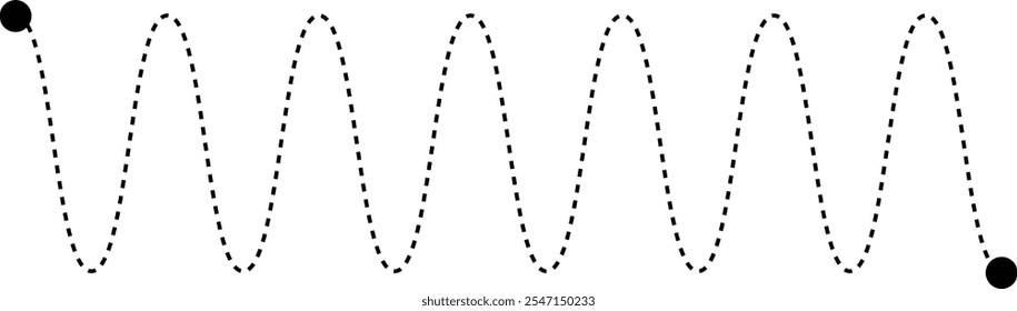 Tracing line worksheet element for kids, dotted wave line for writing, drawing and motor skills development illustration