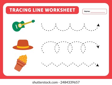 Tracing Line Worksheet for Kids Practice