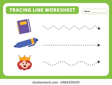 Tracing Line Worksheet for Kids Practice