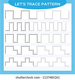 Tracing Lines Activity For Early Years. Special for preschool kids. Worksheet for practicing fine motor skills Tracing dashed lines. Improving skills tasks. Complete the pattern. Blue