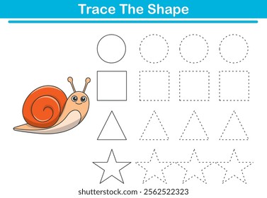 Tracing lines of different shape for kids with snail. Vector Illustration