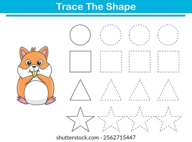 Tracing lines of different shape for kids with hamsters. Vector Illustration