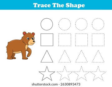 Tracing lines of different shape for kids with bears. Vector Illustration