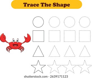 Tracing lines of different shape for kids with crabs. Vector Illustration