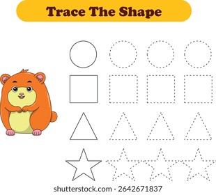 Tracing lines of different shape for kids with hamsters. Vector Illustration