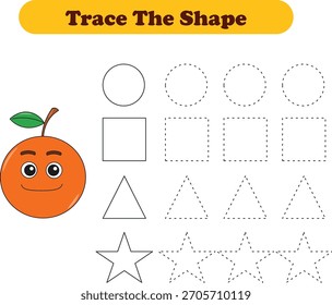 Traçando linhas de forma diferente para crianças com frutas. Ilustração de vetor