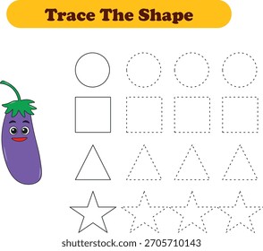 Líneas de trazado de diferentes formas para niños con frutas. Ilustración vectorial