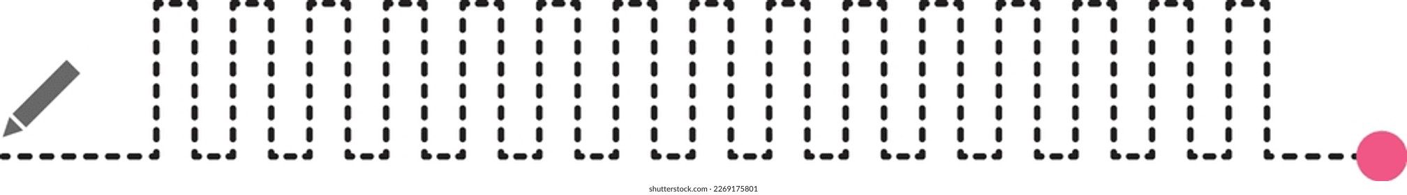 Tracing lines dotted outline shape preschool and kindergarten school kids worksheet element for drawing and handwriting practice