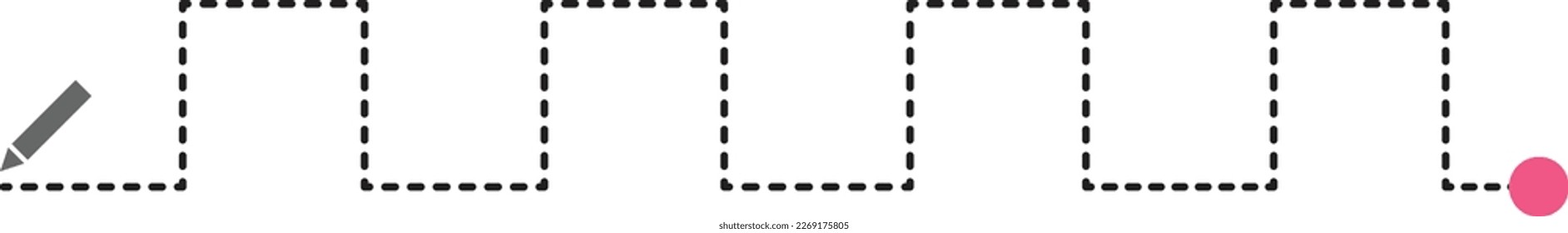 Tracing lines dotted outline shape preschool and kindergarten school kids worksheet element for drawing and handwriting practice
