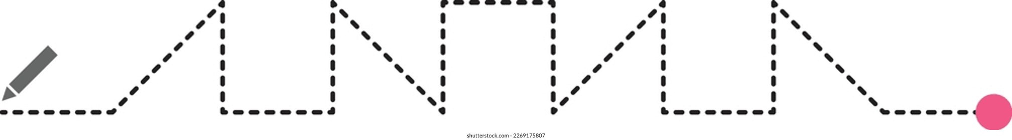 Tracing lines dotted outline shape preschool and kindergarten school kids worksheet element for drawing and handwriting practice