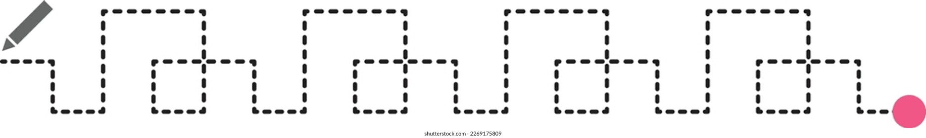 Tracing lines dotted outline shape preschool and kindergarten school kids worksheet element for drawing and handwriting practice