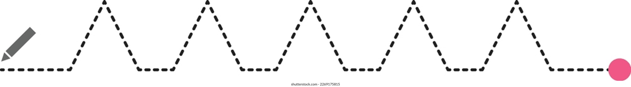 Tracing lines dotted outline shape preschool and kindergarten school kids worksheet element for drawing and handwriting practice