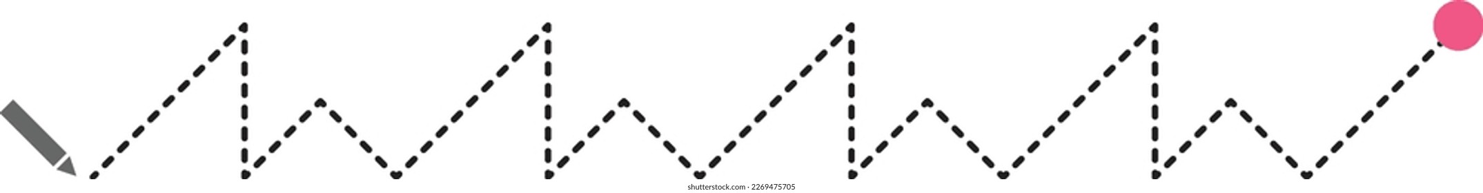 Tracing lines dotted outline shape preschool and kindergarten school kids worksheet element for drawing and handwriting practice