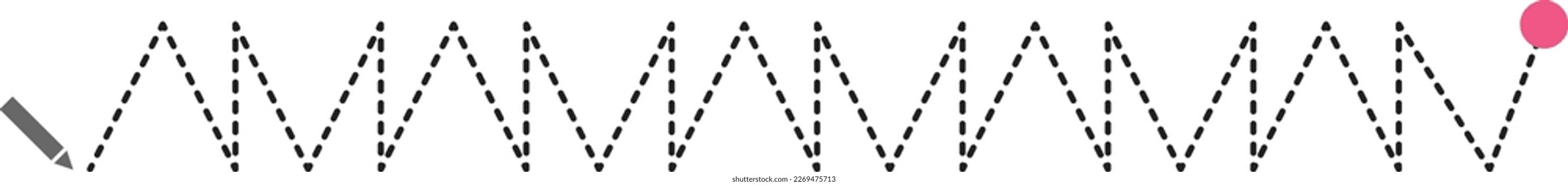 Tracing lines dotted outline shape preschool and kindergarten school kids worksheet element for drawing and handwriting practice