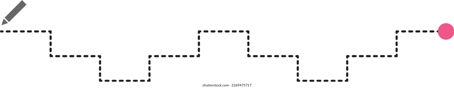 Tracing lines dotted outline shape preschool and kindergarten school kids worksheet element for drawing and handwriting practice