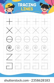 Tracing Lines Exercise Worksheet For Kids