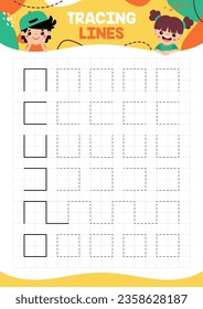 Tracing Lines Exercise Worksheet For Kids