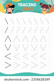 Tracing Lines Exercise Worksheet For Kids